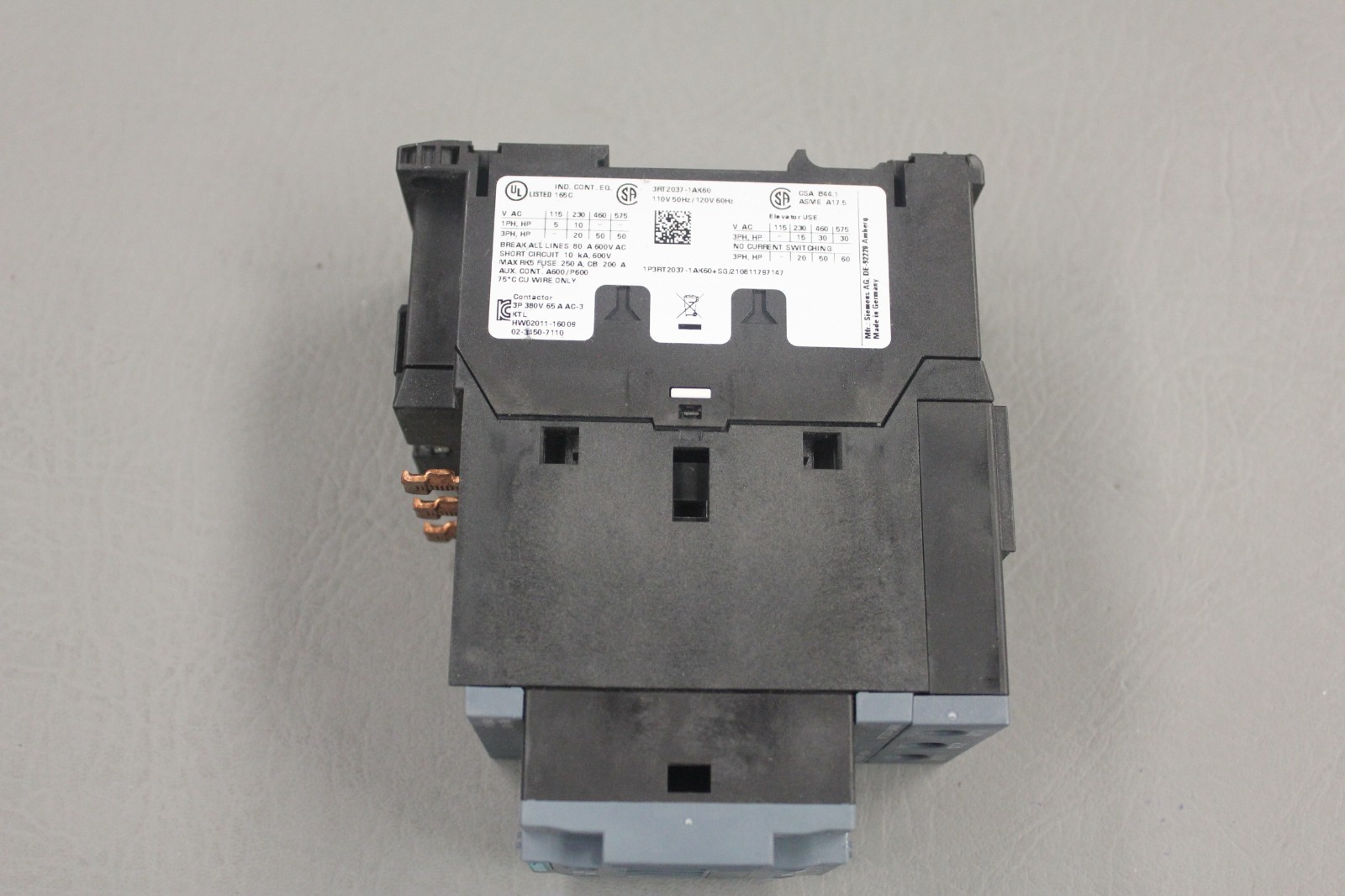 SIEMENS SIRIUS 3RT2037-1AK60 CONTACTOR MODULE
