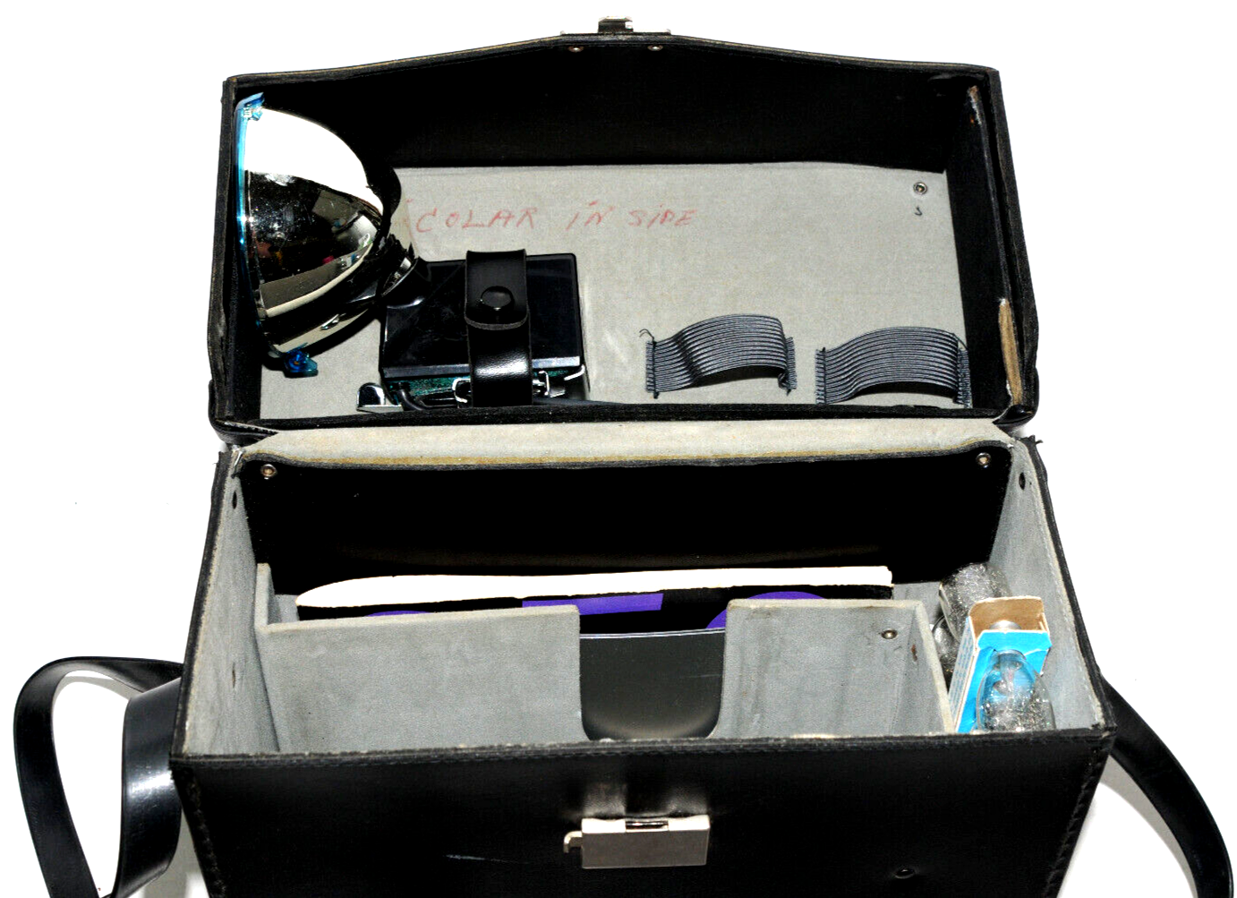 Polaroid Model 350 Land Camera W/Flash Attachment, Cold Clip and Case