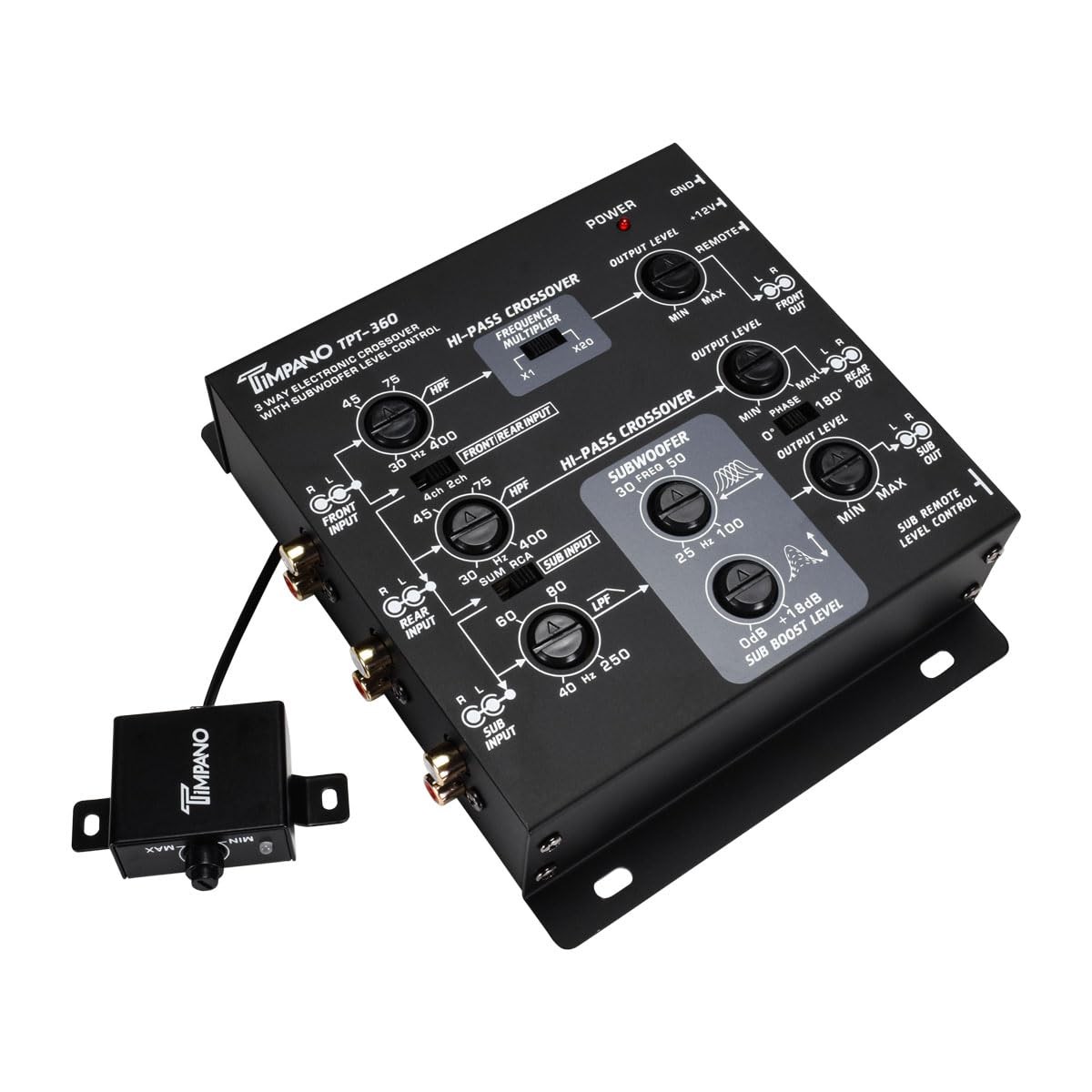 3-Way Electronic Crossover Remote Subwoofer Control Equalizer TPT-360