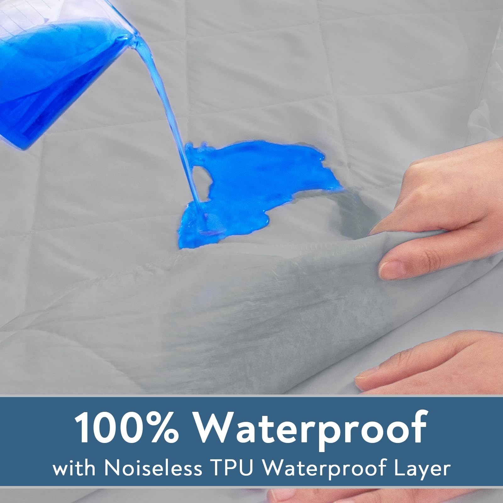 Cot Mattress Pad Waterproof Quilted, Fitted Size Small Single, Gray