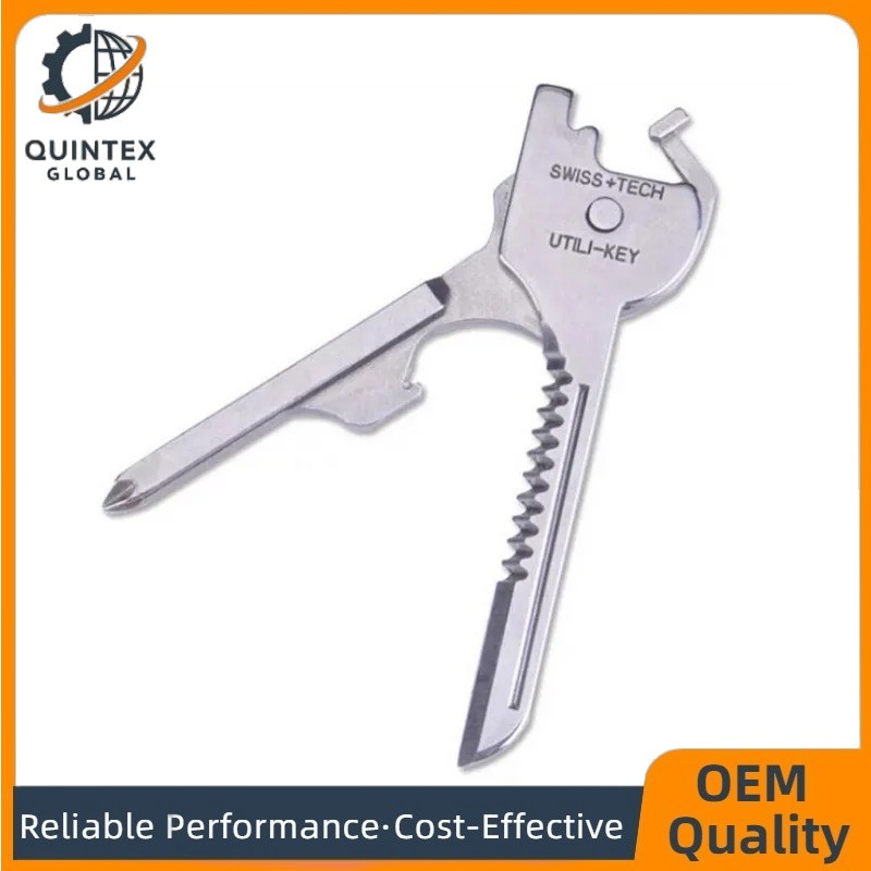 Swiss+Tech 6 In 1 Utili-Key Tool Keychain Keyring Multi-Function Stainless Steel