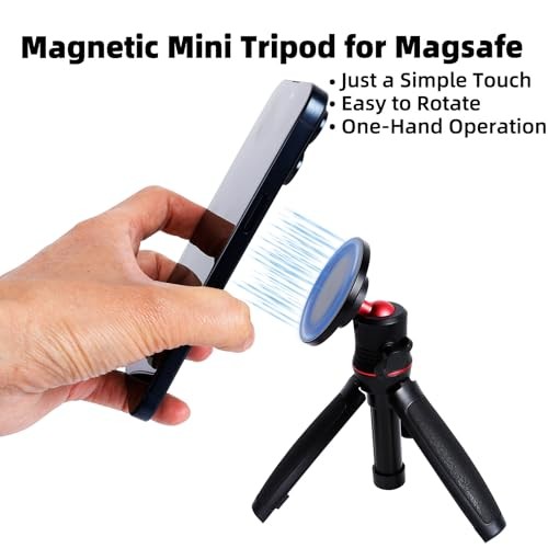 Magnetic Cell Phone Tripod for MagSafe, Mini Extendable Selfie Tripod+Adapter