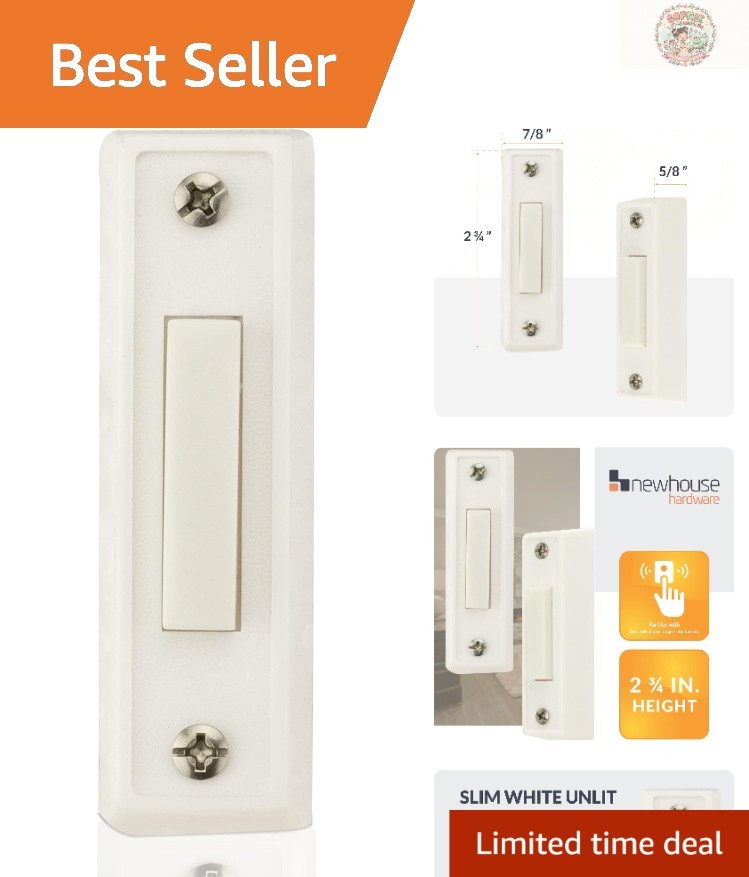 Unlighted Surface Mount Doorbell Button in White - Easy installation & Durable