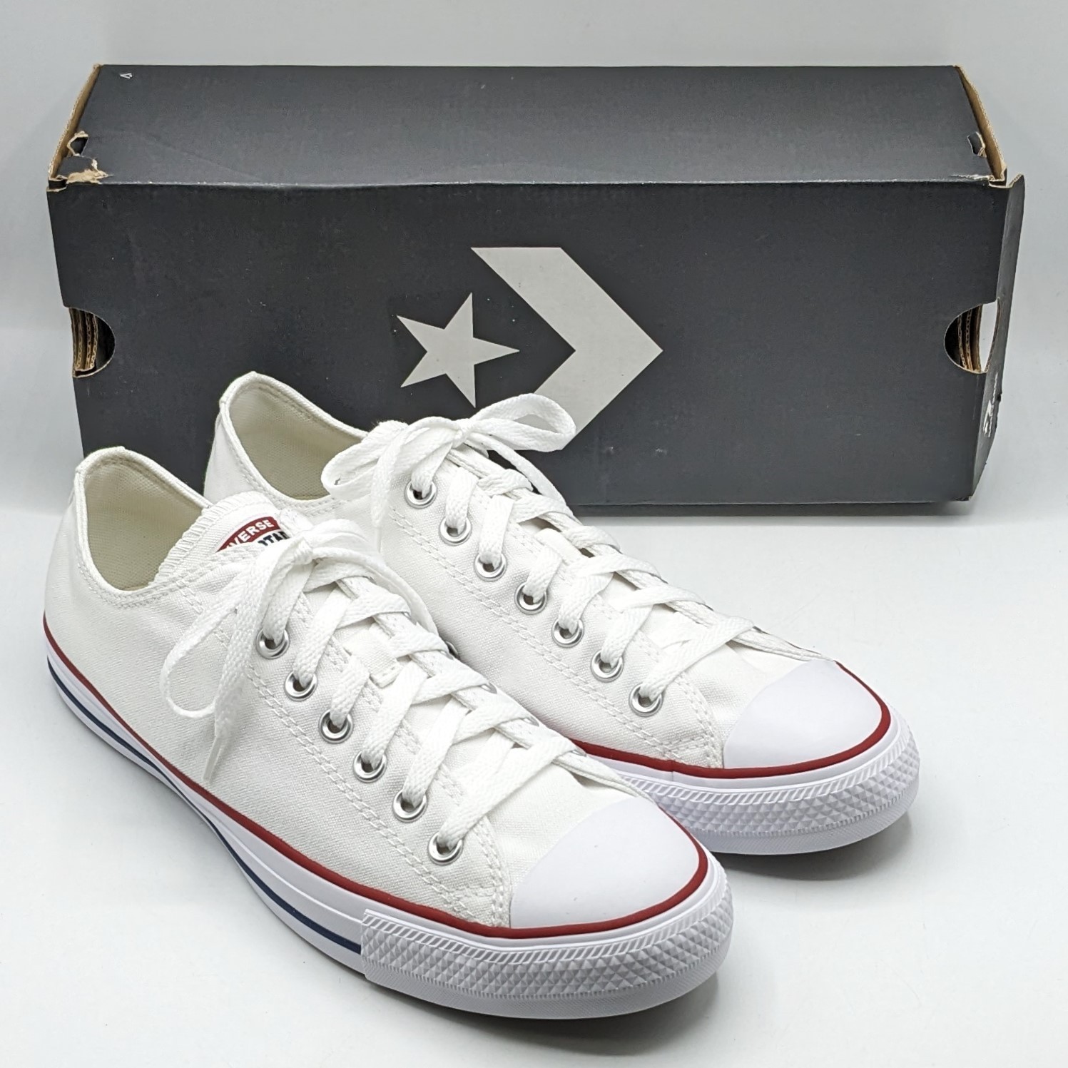 Converse All Star OX Men’s Canvas Low-Top Basketball Shoes (Optical White) US 9