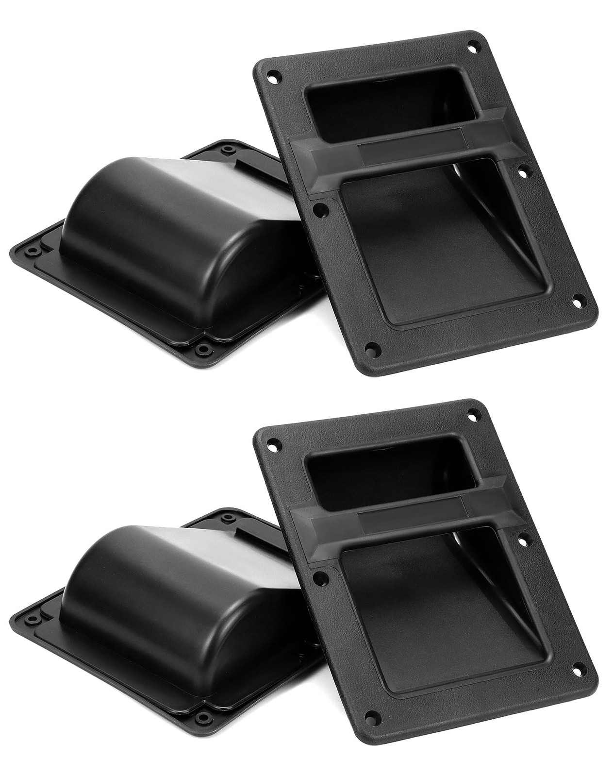 QWORK Plastic Speaker Cabinet Handles, 4 Pack Recessed Holder, 6.38" x Black