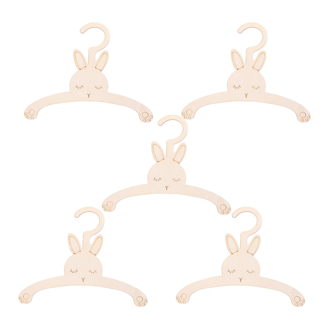 Rabbit Clothes Hangers Wooden Baby Nursery Organizers Kids Closet Storage Cut...