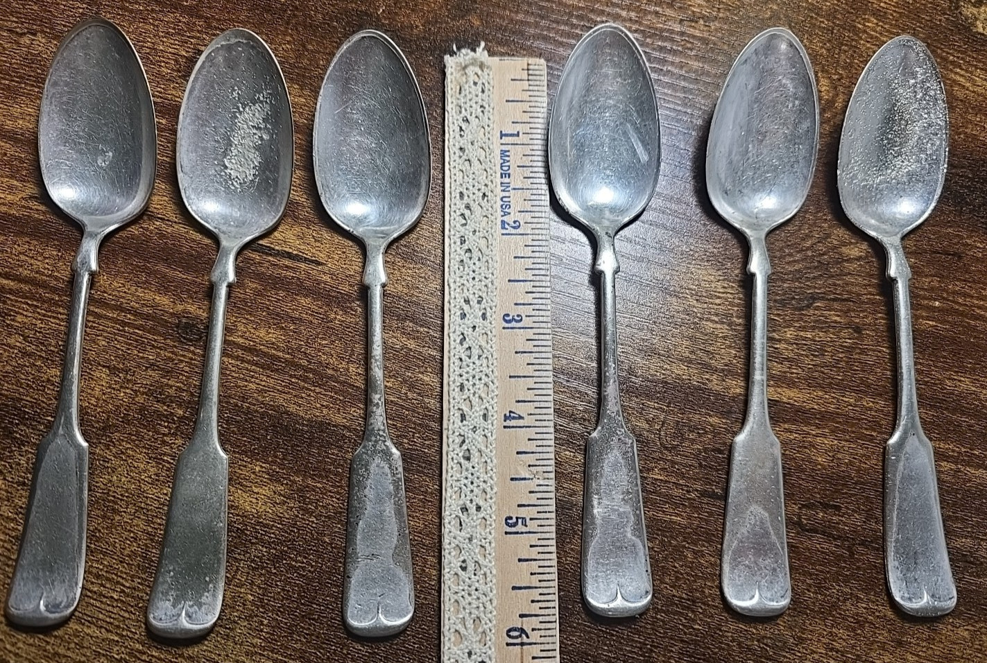 6 Antique Perry Mason & Co. A1 Silverplated Teaspoons Fiddle Pattern Flatware