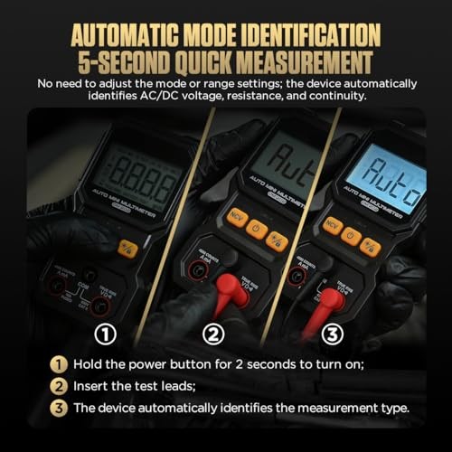 True RMS Auto-Ranging Mini Multimeter - 4000 Counts - NCV, DM202