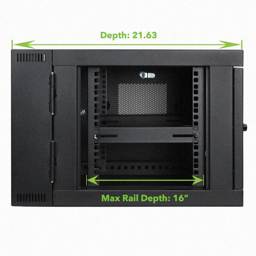 NavePoint 6U Wall-Mount Network Rack Cabinet Enclosure, 450mm Depth, Hinged Back