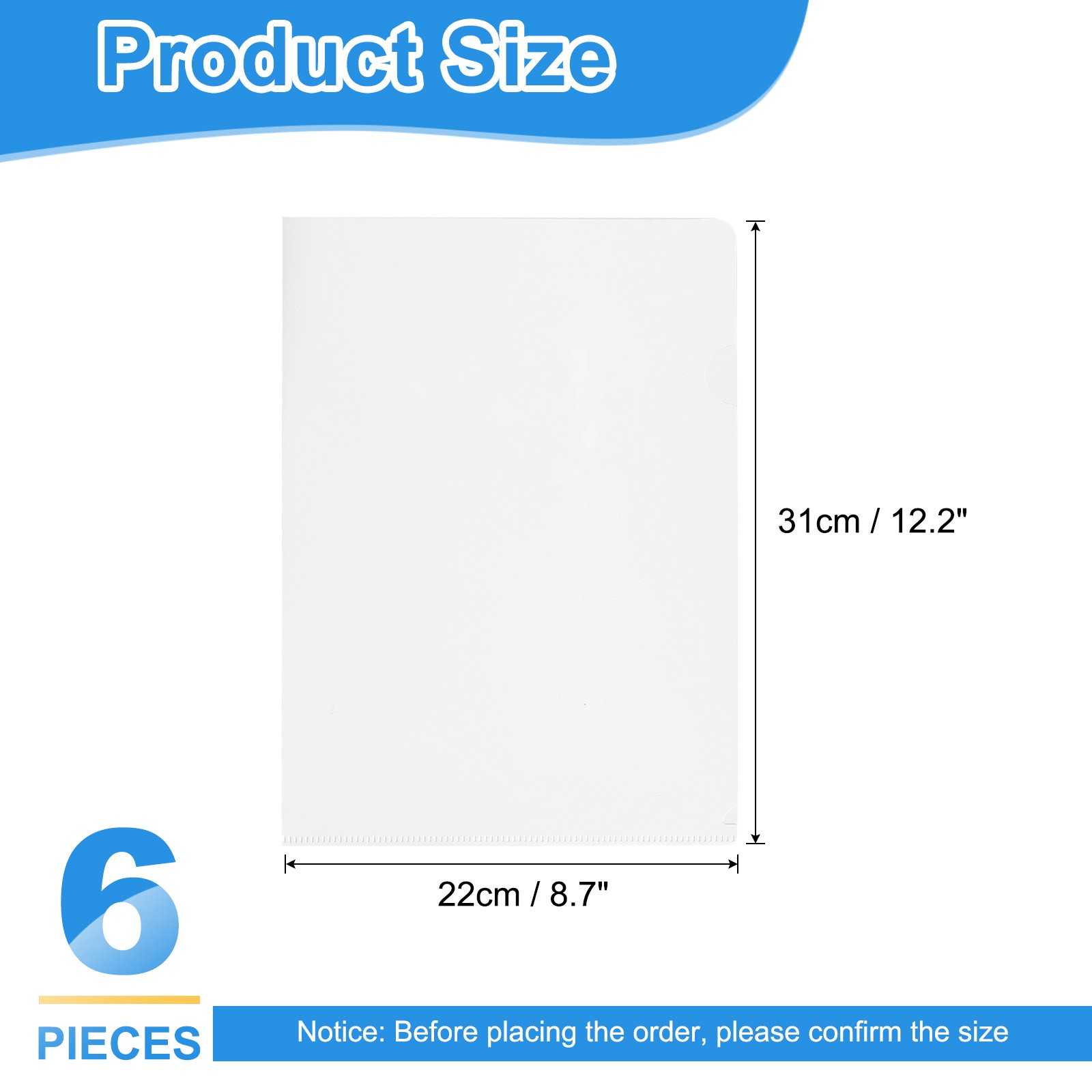 6 Pack L-Type Plastic Folders, Clear Folders, Milky White