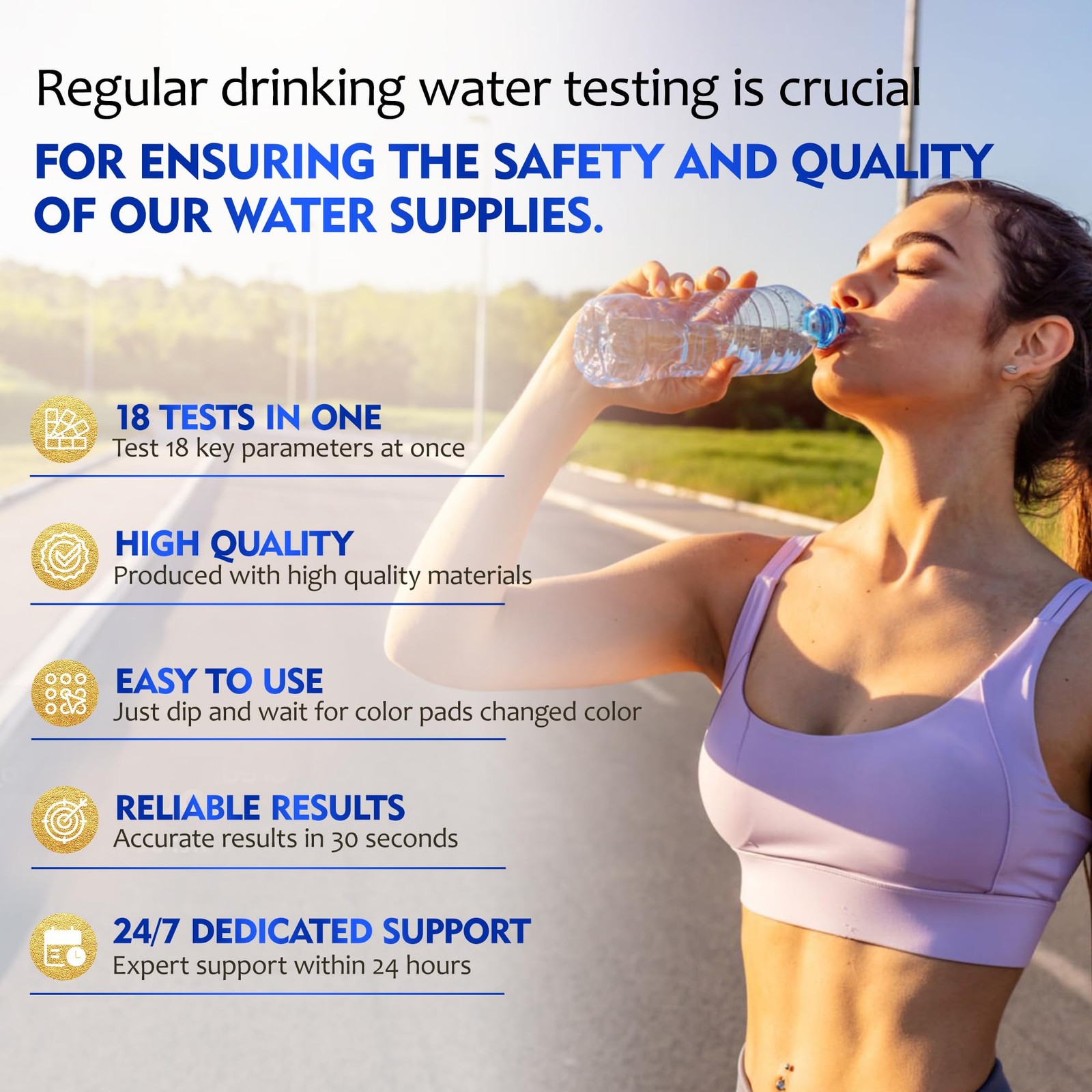 125 Ct Drinking Water Test Strips - Home, Well Water Testing Kit for Lead, Hardn