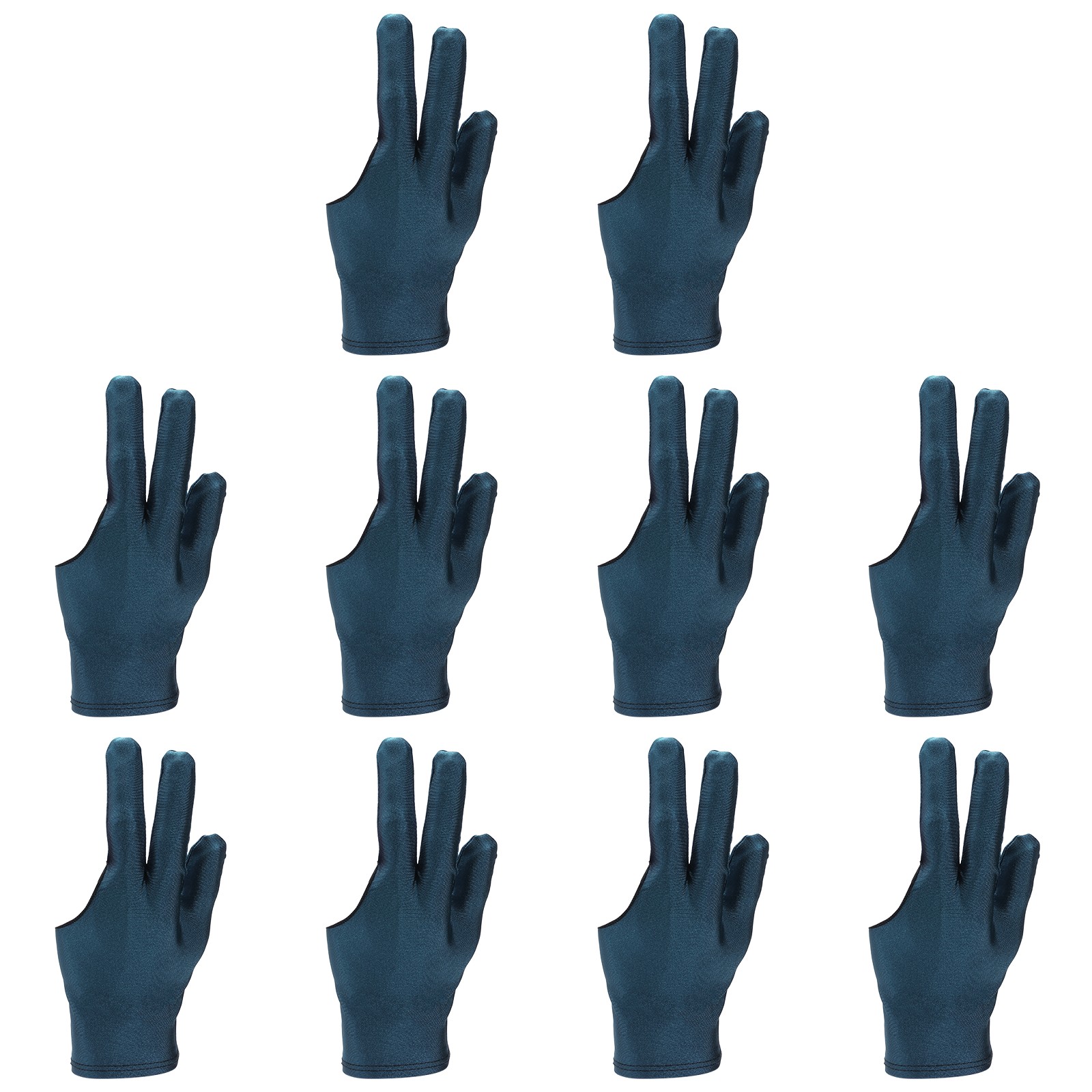 10 Pcs Three Fingers Pool Gloves, Left Hand Cue Sport Gloves, Dark Green