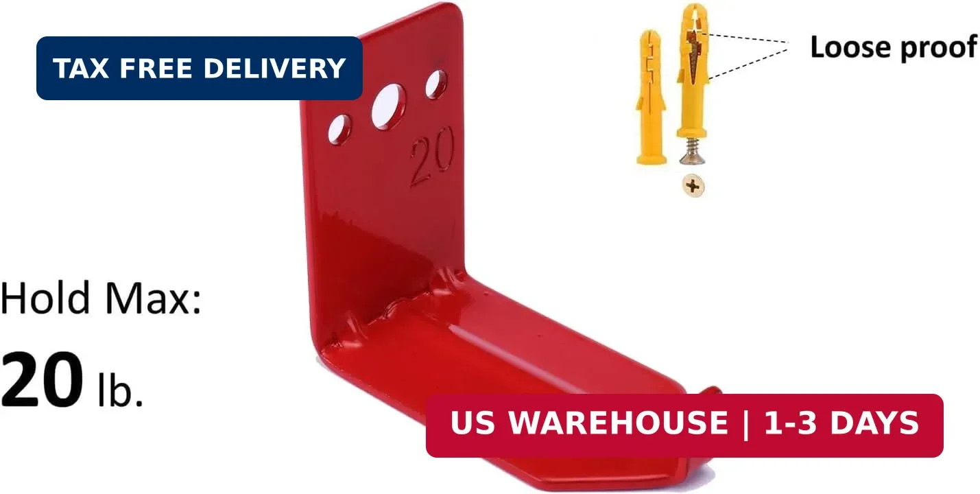 Fire Extinguisher Mount Wall Hook Bracket for Holding up to 20 lbs Extinguishers