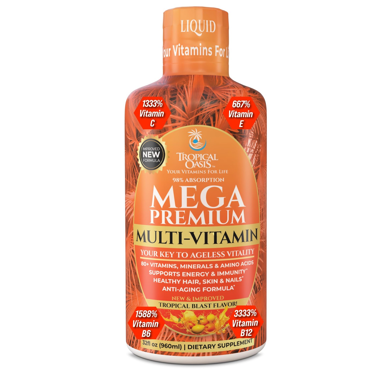 Liquid Multivitamin Natural Immune Support 32 Fl Oz Pack Mega Premium 1333%