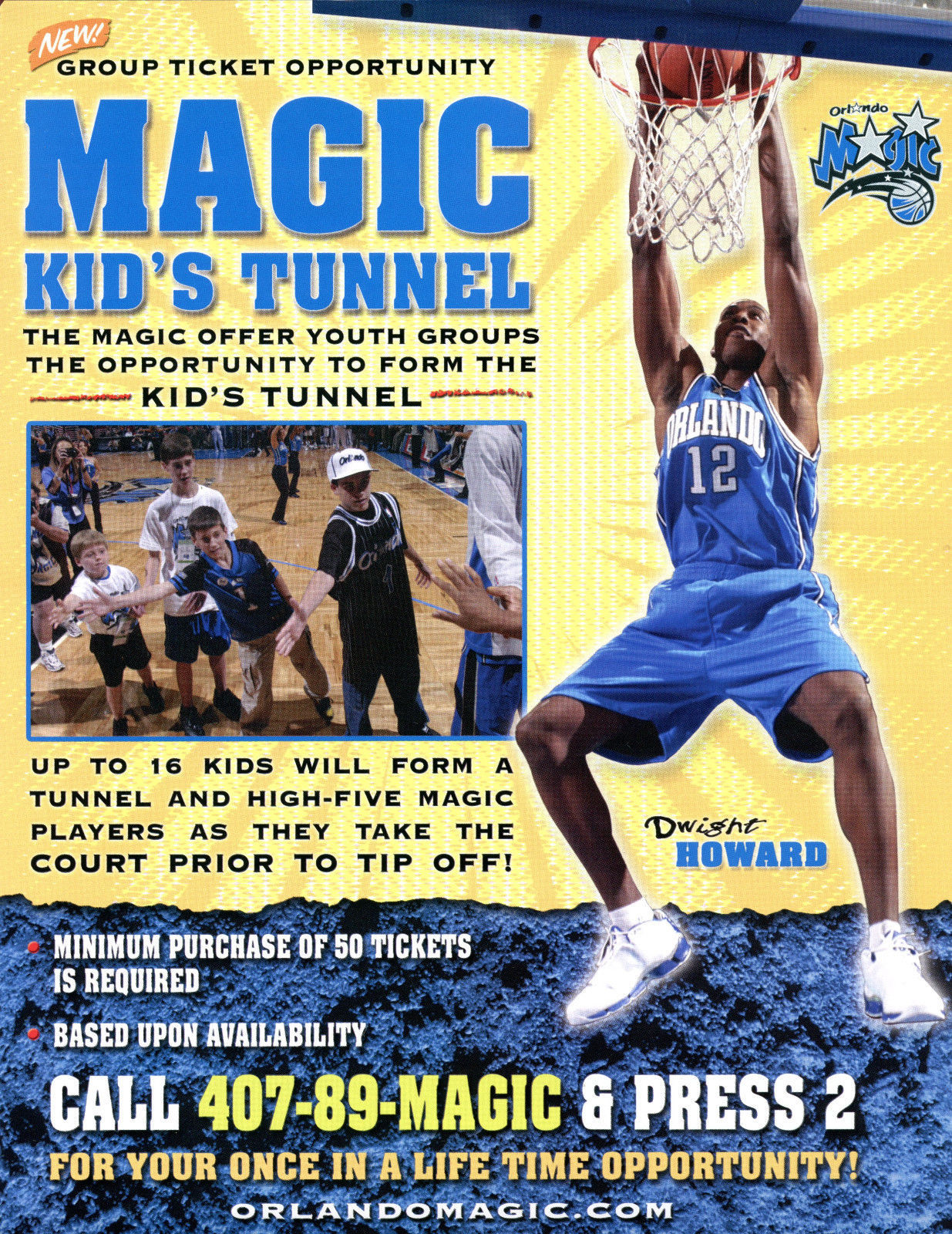 2004 Dwight Howard Orlando Magic Kid's Tunnel Poster Rookie Kids 8.5x11 Photo