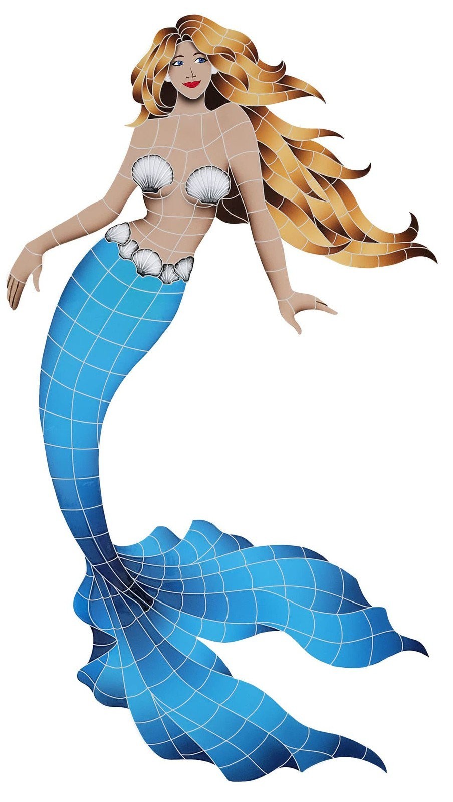 Artistry in Mosaics Mermaid Ceramic Swimming Pool Mosaic (60" x 34")