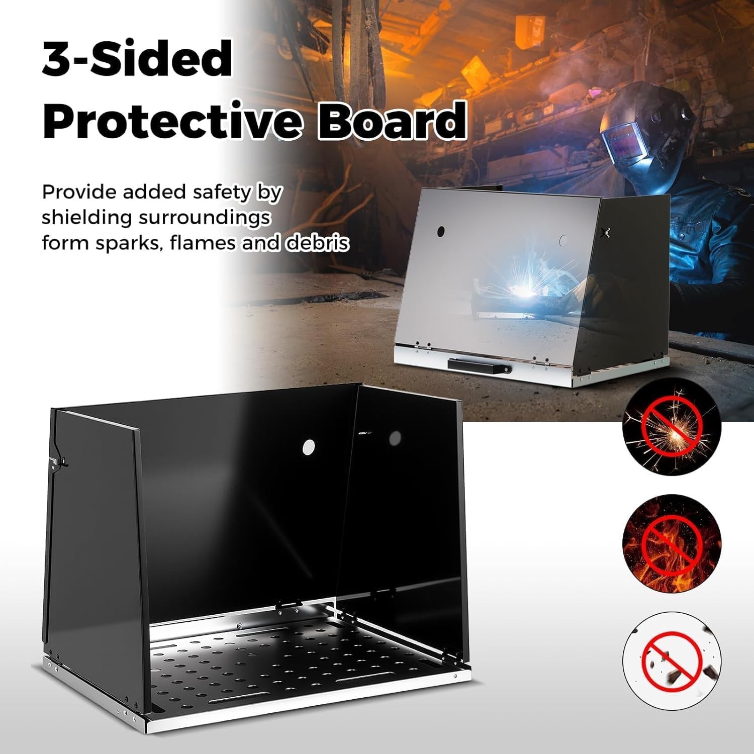 Foldable Welding Table, Portable 17" X 20" Weld Tabletop with 3 Protective Panel