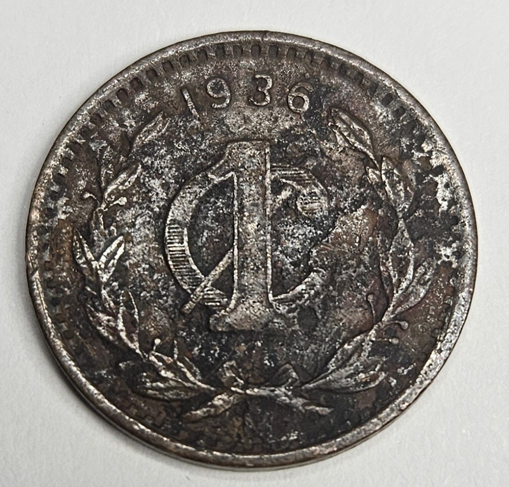 1936 Mexico 1 One Centavo - Circulated Mexican Bronze World Coin - L5