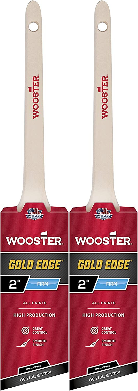 Wooster Genuine 2" Gold Edge Thin Angle Sash Paintbrush 2-Pack, 5234-2-2PK