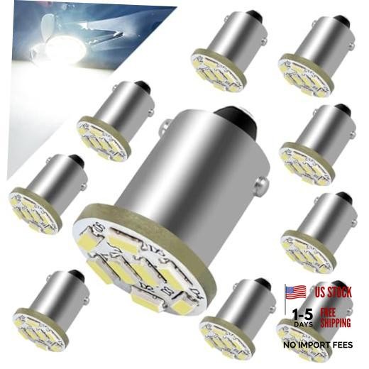 10pcs DC6-24V BA9S LED Bulbs White, 8SMD 3014 Chips, BA9 1895 1891 53 57 47 756