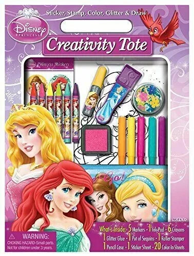 36 Piece Stationary Creativity Tote Art Craft Kit Disney Princess Marker Sticker