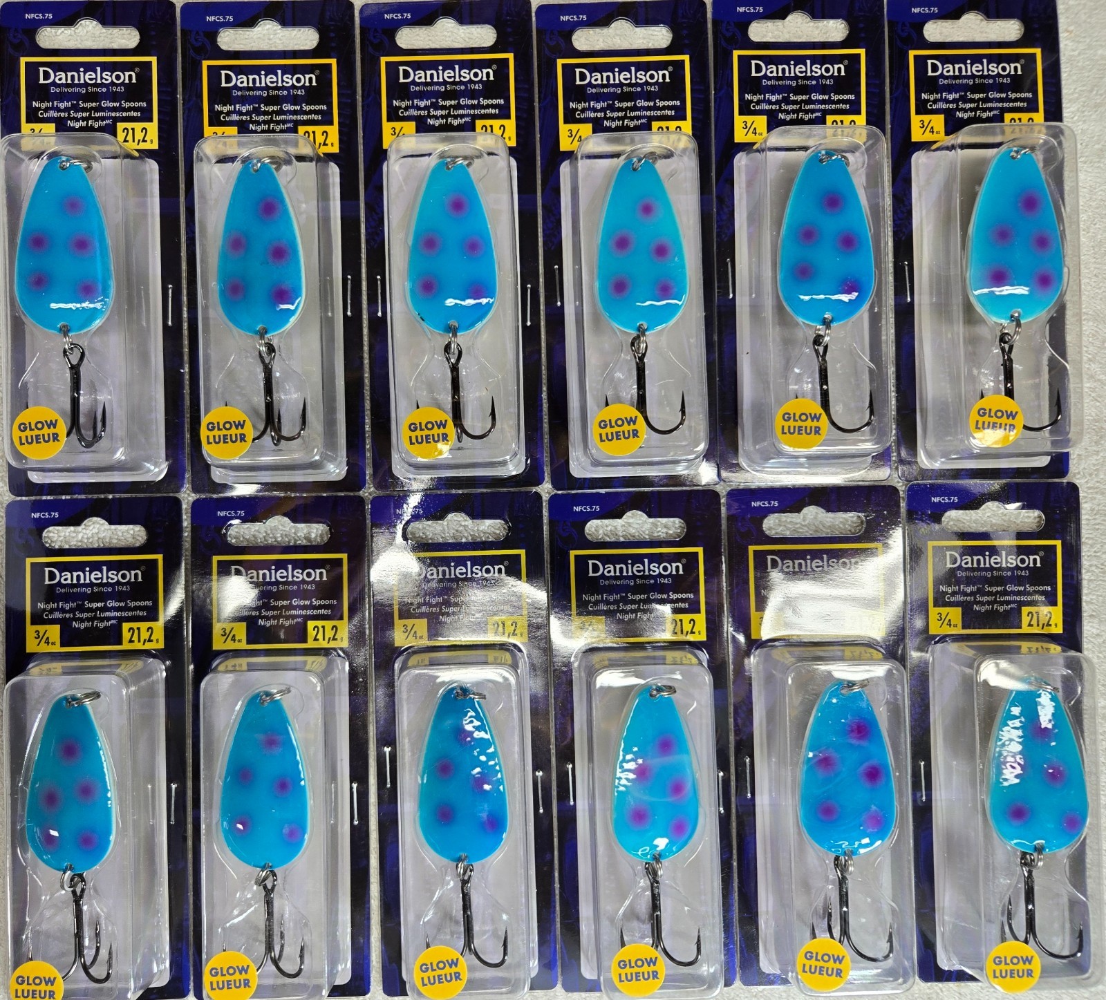 12 Packs, Danielson Night Fight Casting Spoon 3/4 Oz Bruiser NFCS-75BRU, NEW!