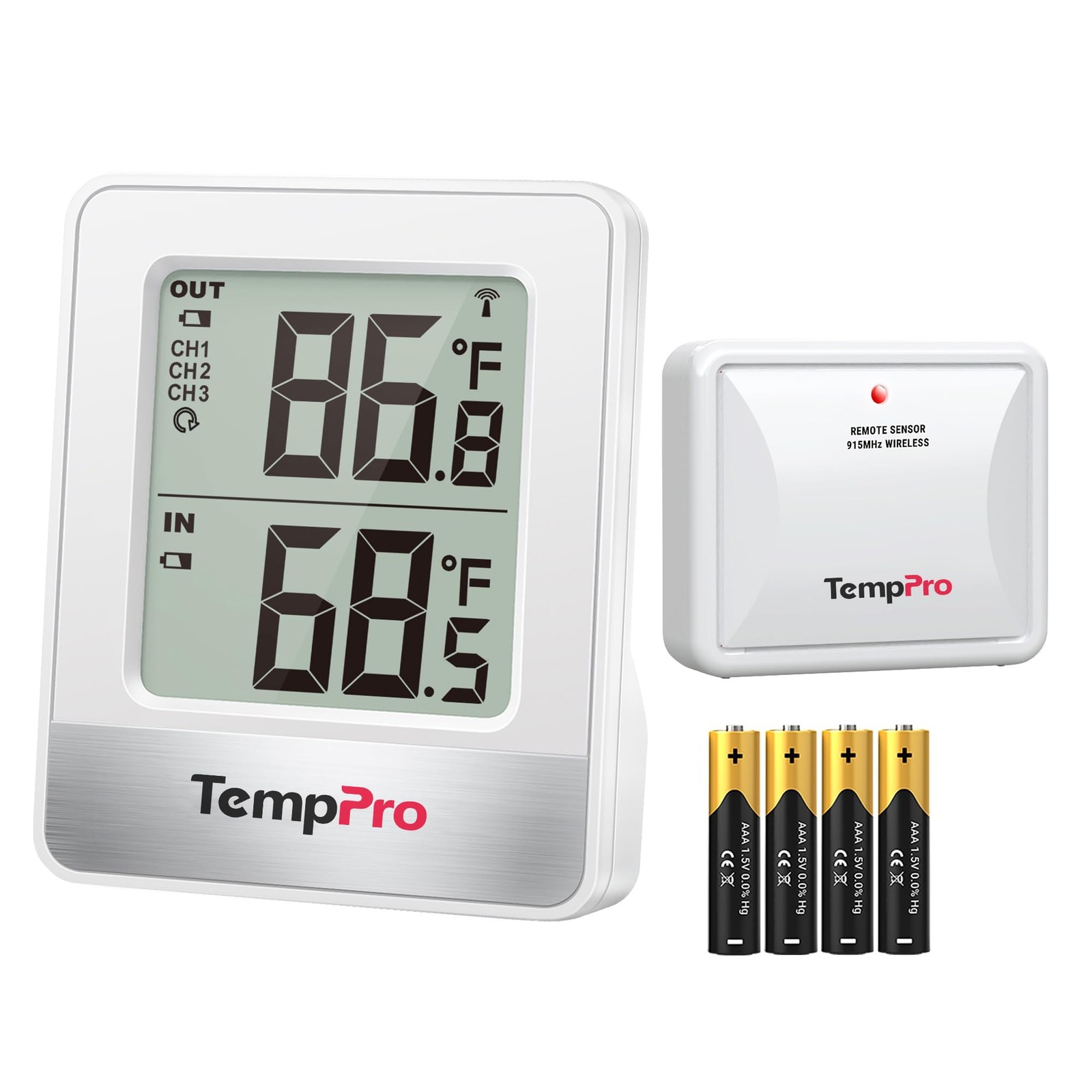 Temppro Indoor Outdoor Thermometer Wireless 500Ft Outside Greenhouse