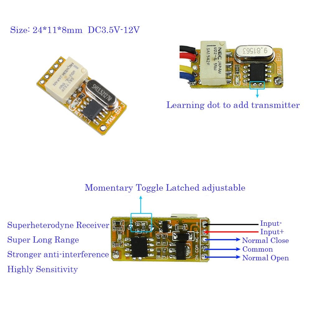 Mini Remote Relay 12V Wireless Control Switch, 433Mhz Remote...