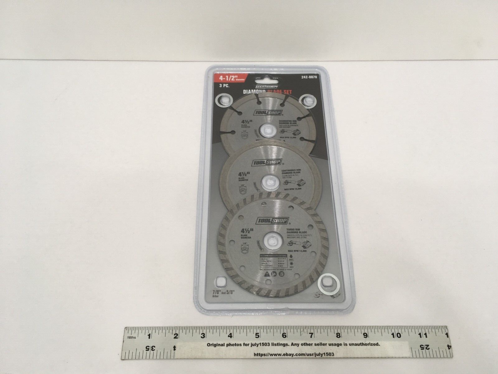 NEW Tool Shop 3-pc Diamond Blade Set 4-1/2" - Segmented, Continuous, & Turbo Rim