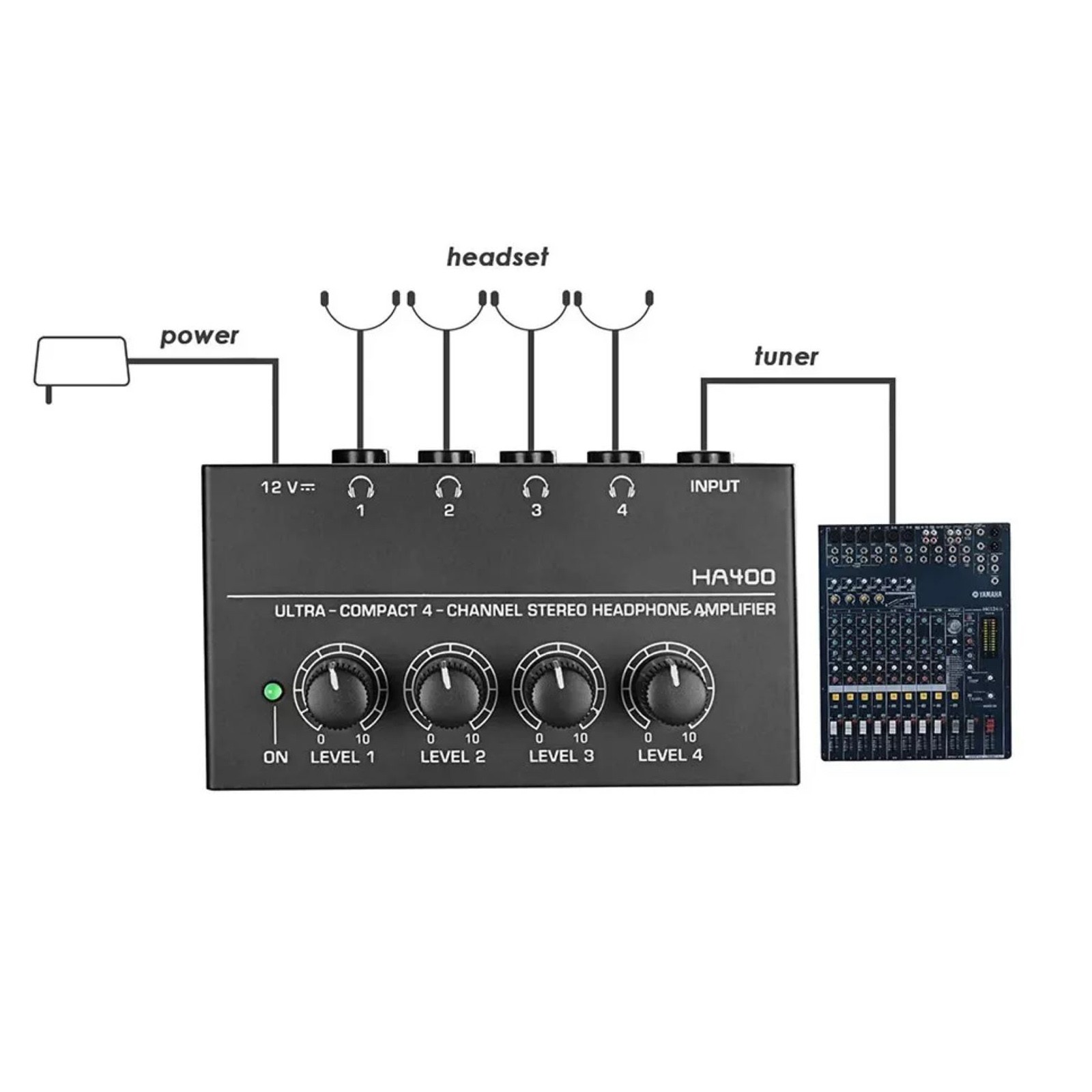 4 Channels Mini Stereo Headphone Ultra-Compact Audio Amplifier Accessories