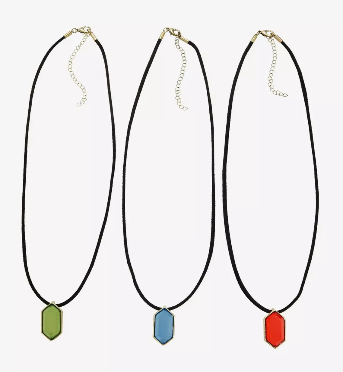 The Legend Of Zelda Rupee Pendent Cord Necklace Set of 3 Link Red Blue Green NEW