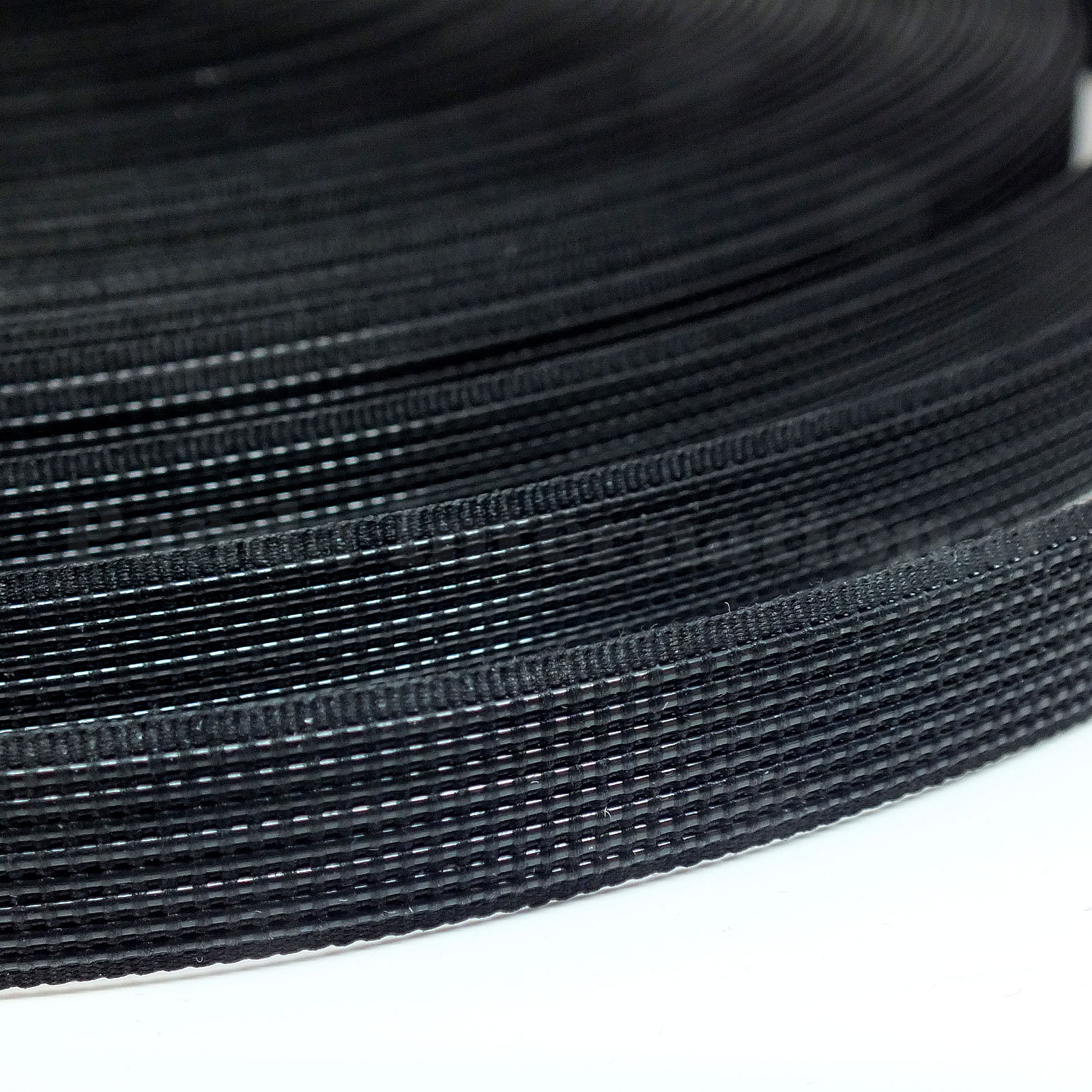 Uncovered Polyester Boning Black 50 yards, ~1/2 inch width for flexible support