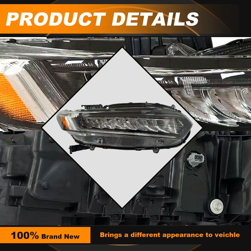 Full LED Headlight Assembly For 2018 2019 2020 Honda Accord Right Side Headlamp