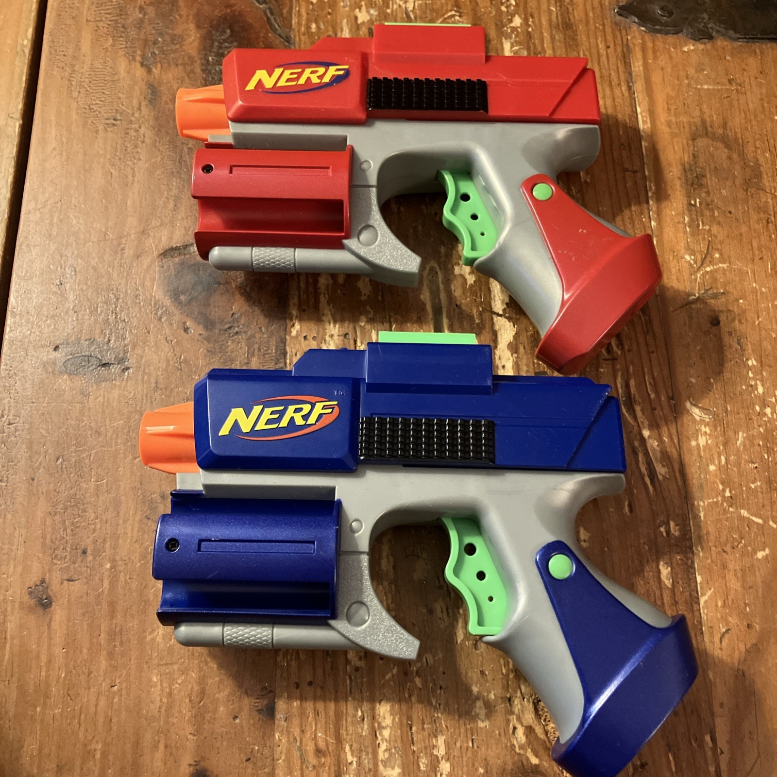 NERF Hasbro 2005 Tactical Red & Blue Pistol  Crossfire Dart Gun Blaster Lot