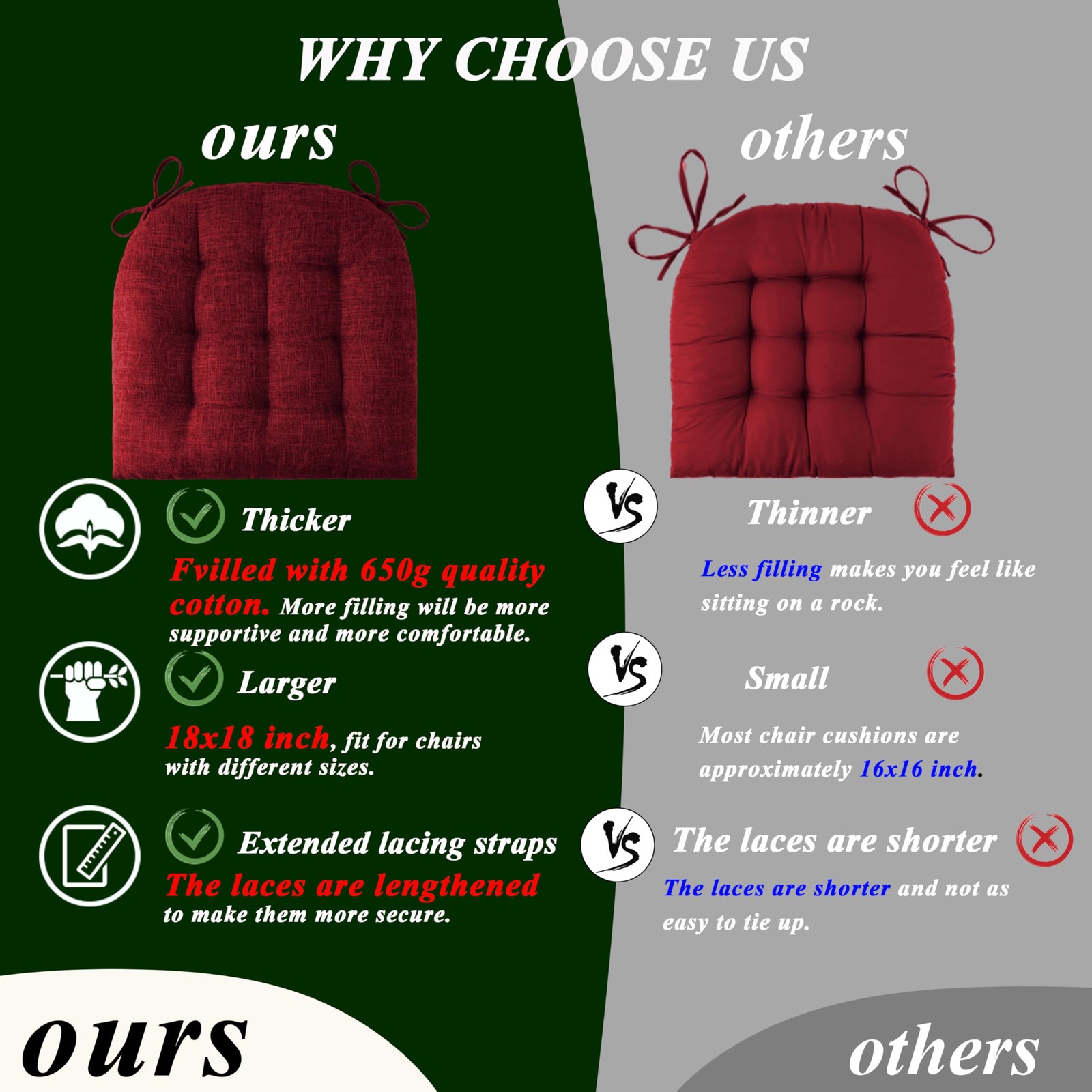 Extra Large Rocking Chair Cushion with Thick Padding High Back and Seat Cushi...