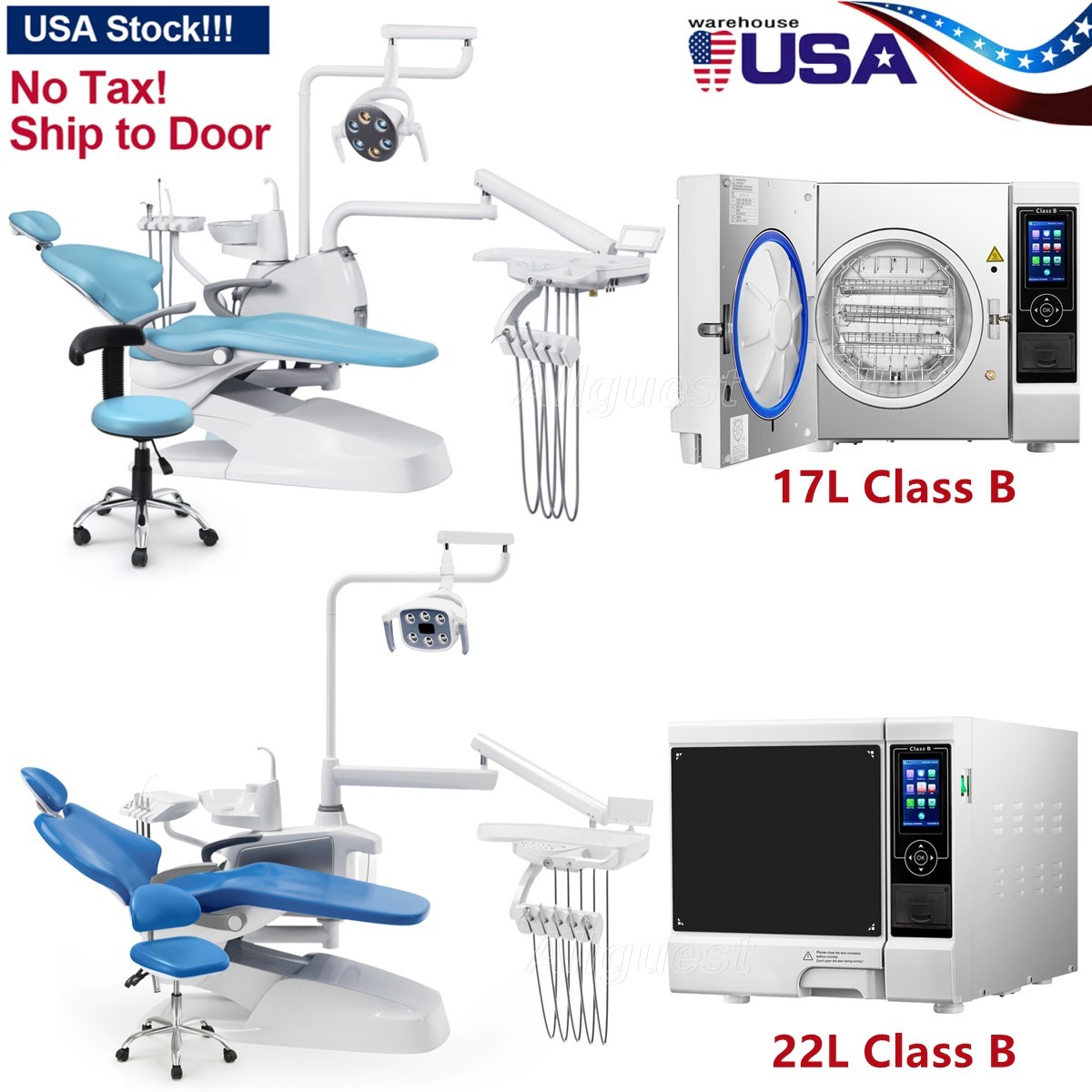 Unidad de Silla Dental Sillon Motor DC Cuero Duro PU/Esterilizador Autoclave