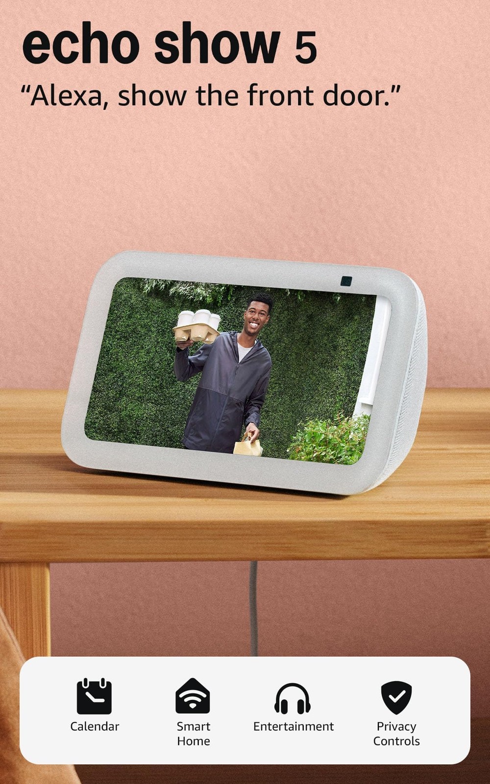 Echo Show 5 with Legrand Radiant Smart Plug Glacier White