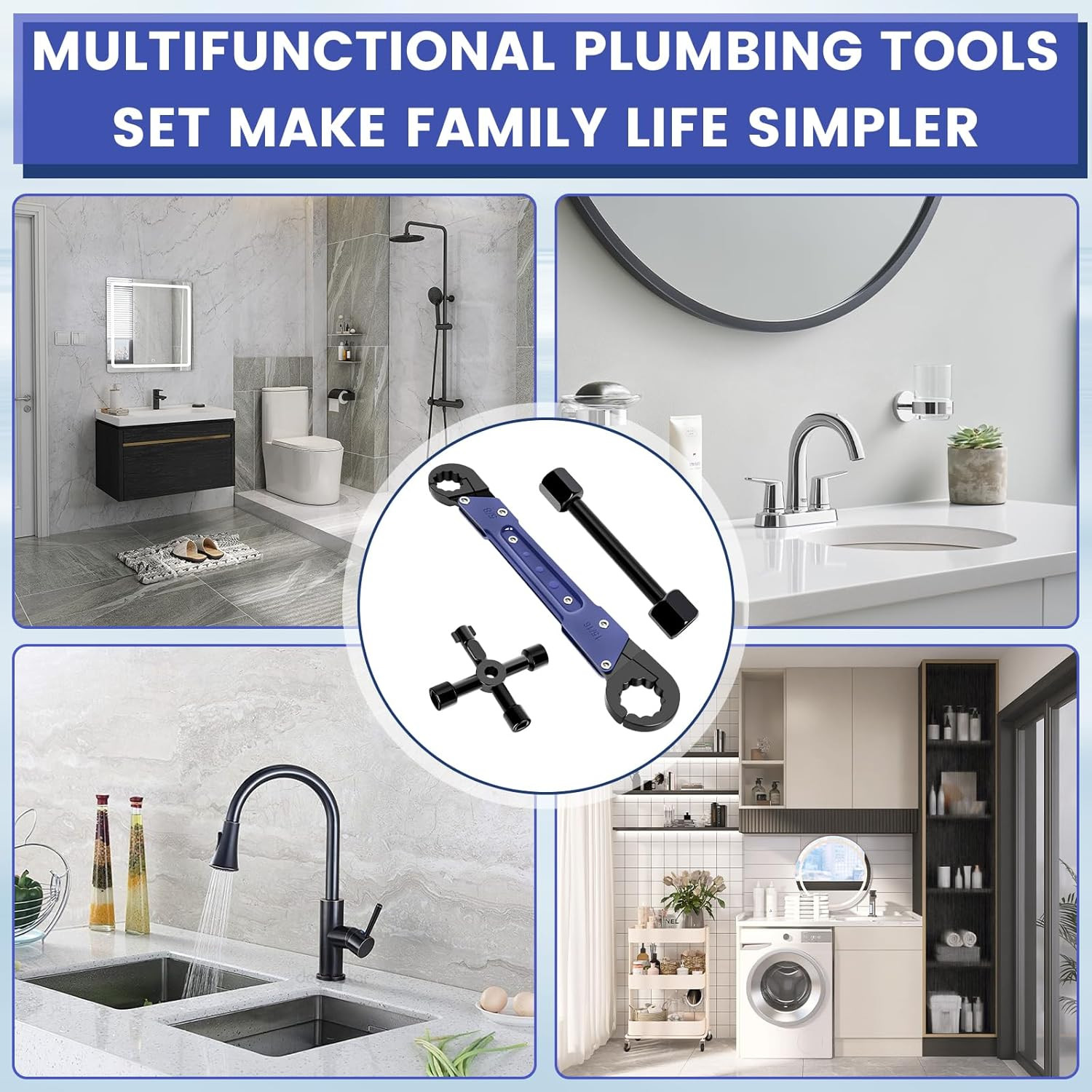 Plumbing Tools, Angle Stop Wrench Angle-On Wrench kit, Professional Plumbers wre