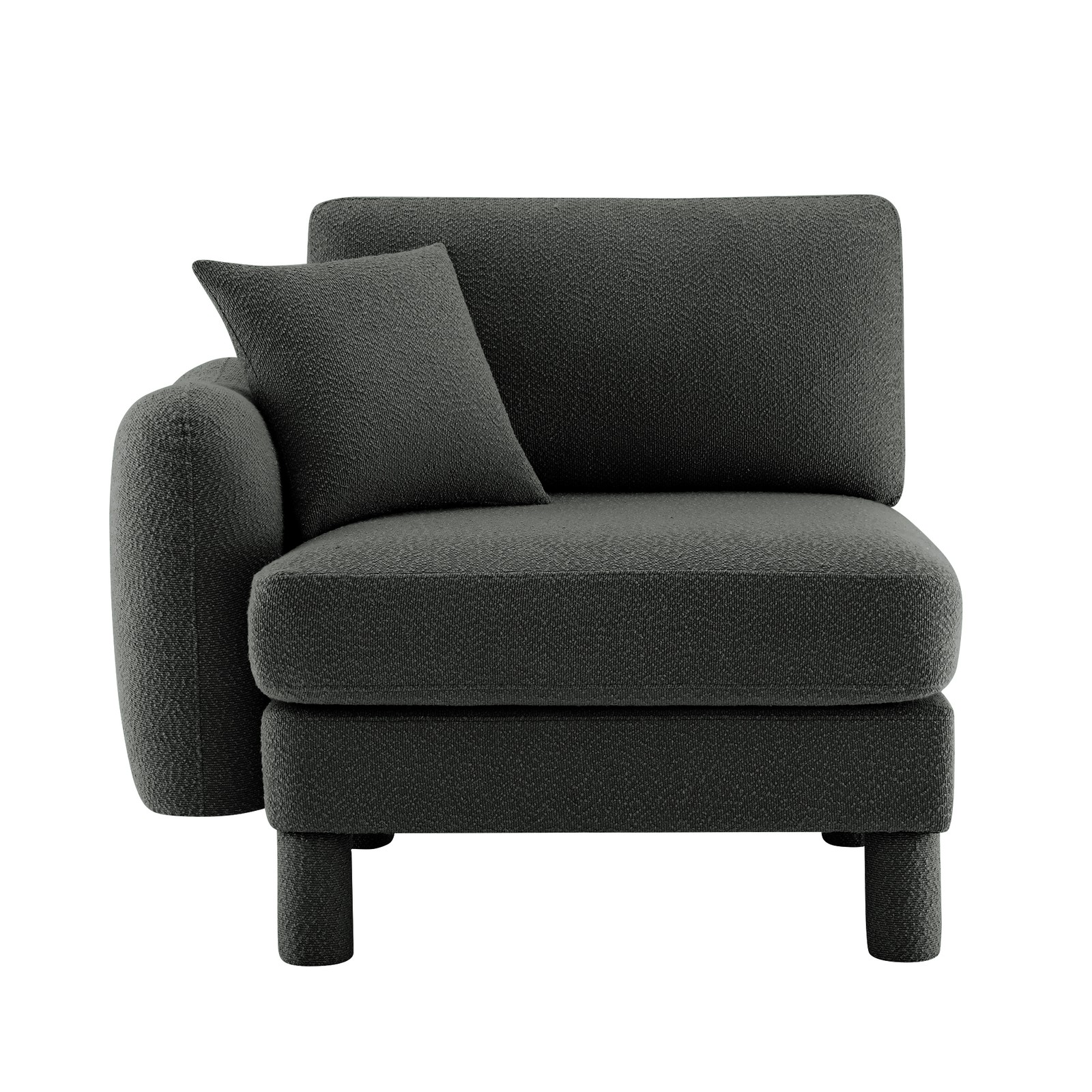 Modern Boucle Accent Sofa Chair w/ Pillow, Dark Gray, 1 Seat, 39"L x 35"W