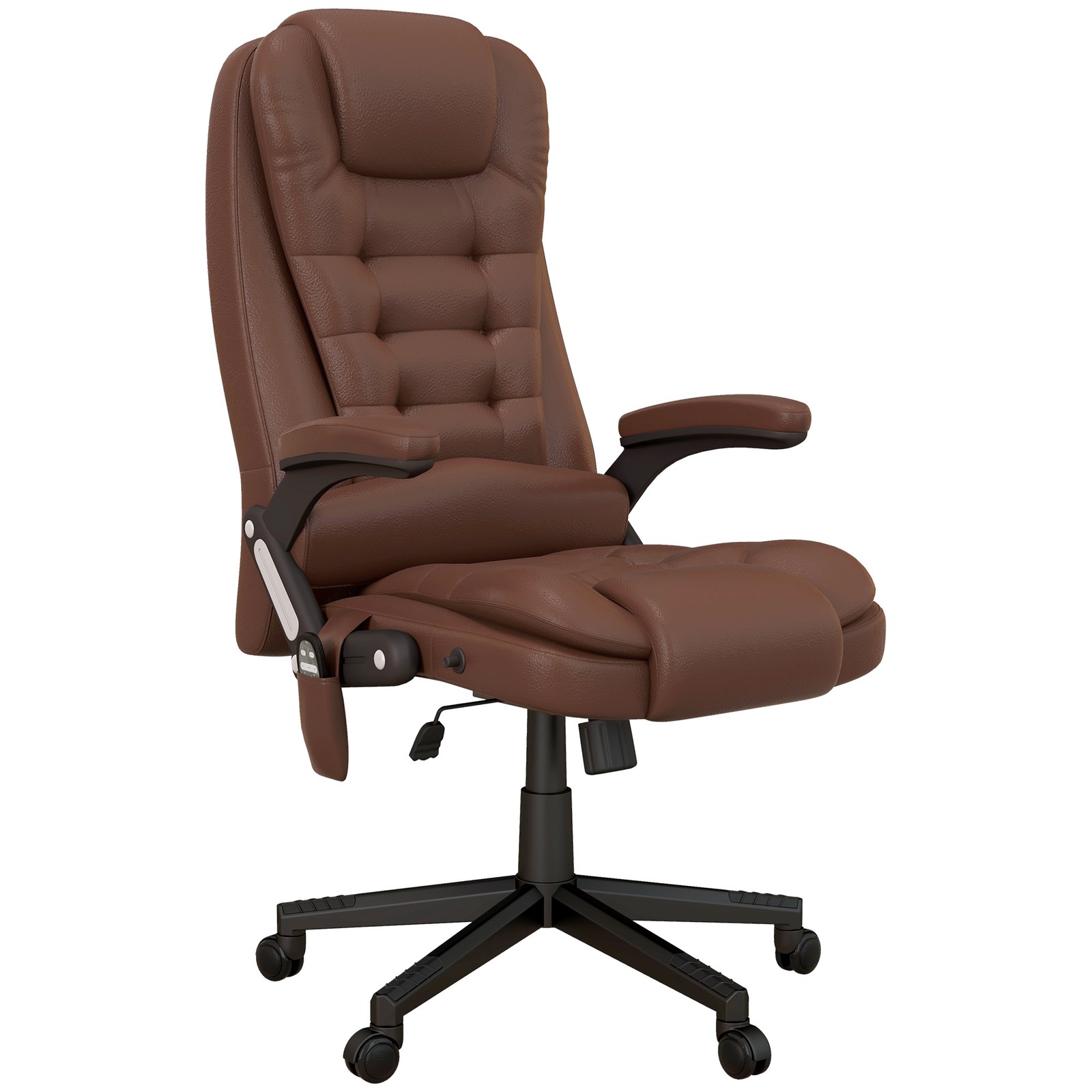 HOMCOM High-Back Vibration Massage Chair, Heating Office Chair, Brown