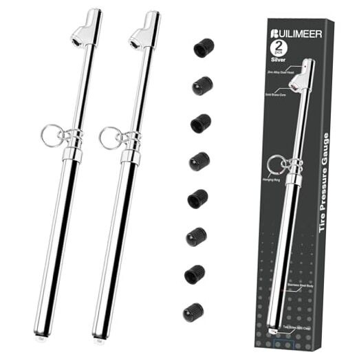 2-Pack Dual Head Tire Pressure Gauge – Heavy Duty 10-150 PSI Air 2P Silver