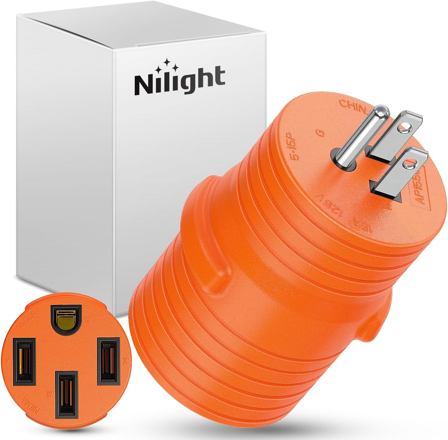 Nilight 15Amp to 50Amp RV Power Adapter 125 Volt Male Female