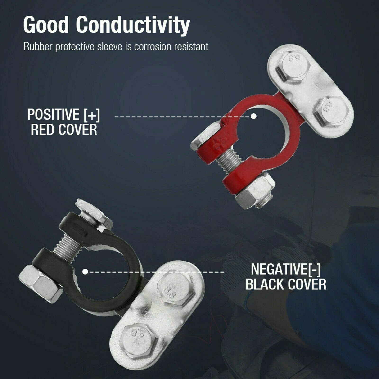 Car Battery Terminal Clamp Connectors Positive Negative Release Disconnect 2PCS