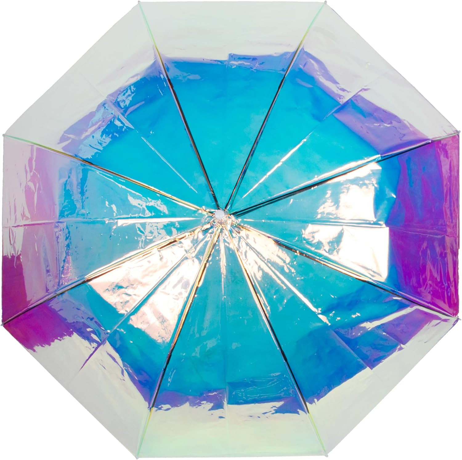 Iridescent Stick Umbrella, 50" Canopy Coverage, Crook Handle