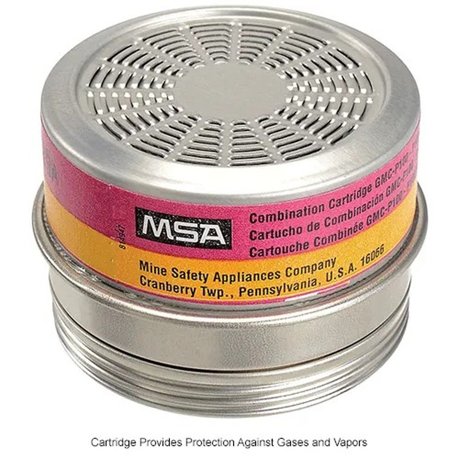 MSA Comfo? Respirator Cartridges, Organic Vapor/Acid Gas/P100, 6/Box, 815180