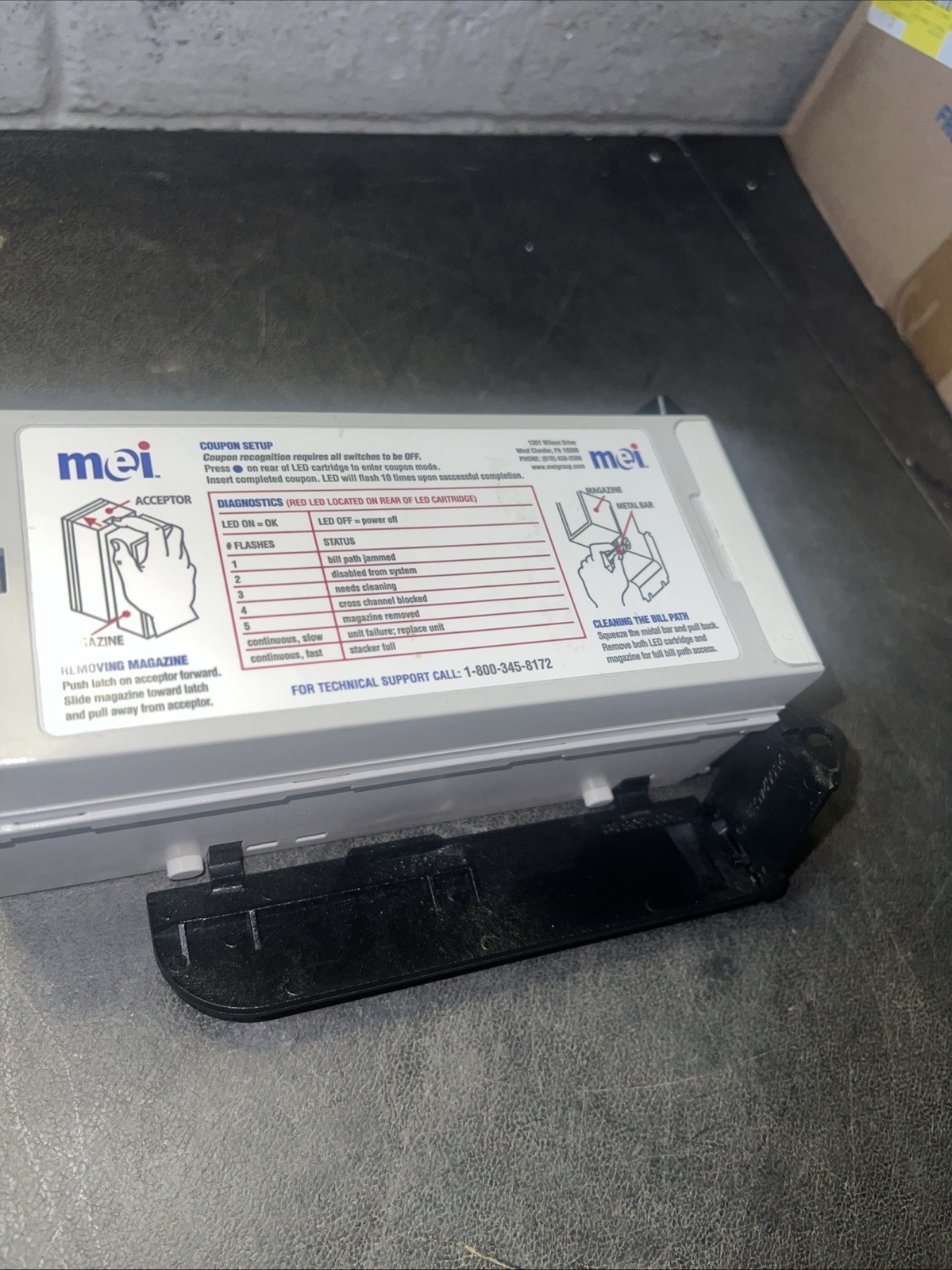 Mars MEI 500 stacker note box for bill acceptor validator GREY N/P 250026180