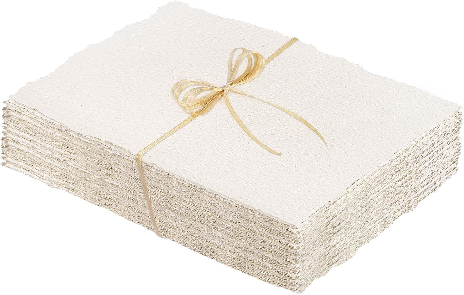 Prudiut 50 Sheets Cotton Watercolor Paper, 5 x 7 inches, 300 GSM, Deckled Edge,