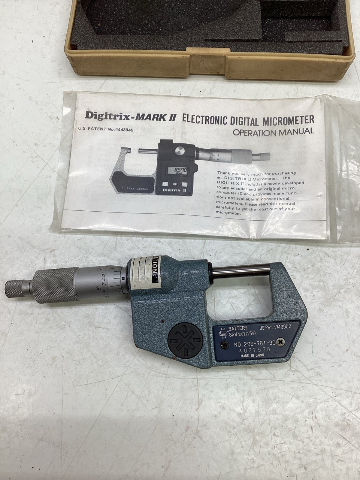 Mitutoyo 293-761-30 Digitrix MARK II Electronic Digital Micrometer 0”-1”
