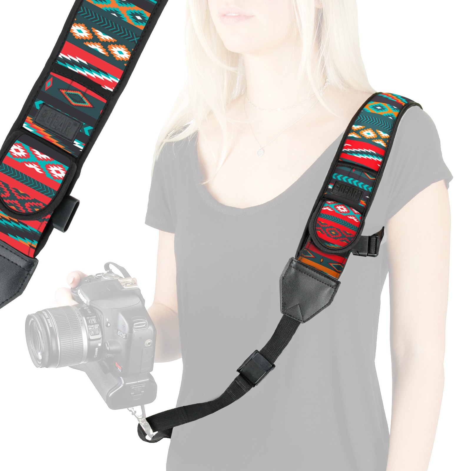 Adjustable Neoprene Digital Camera Strap with Safety Strap