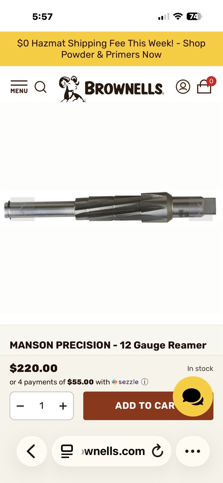 Sleeve Reamer Brownells /Nuline